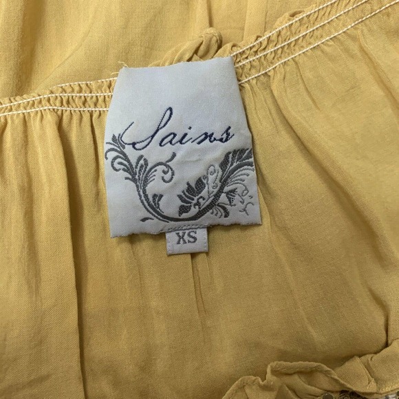 Sains Anthropologie Shirt XS Oversized Boho Peasant Lucerne Lace Beading B8 - Picture 8 of 10